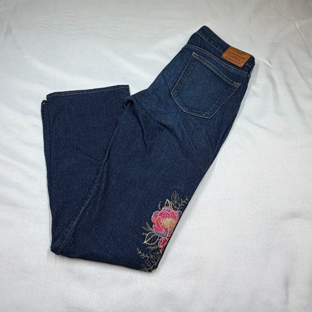 Lucky Brand Lolita Boot Jeans 8/29 Embroidered Butterfly Floral